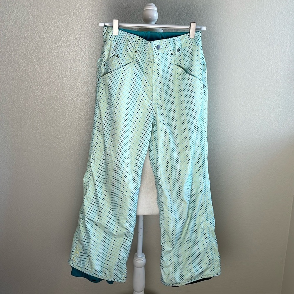 Burton GIRL'S Green/Blue Star Wrangler Adjustable Winter Snow Pants Size XL